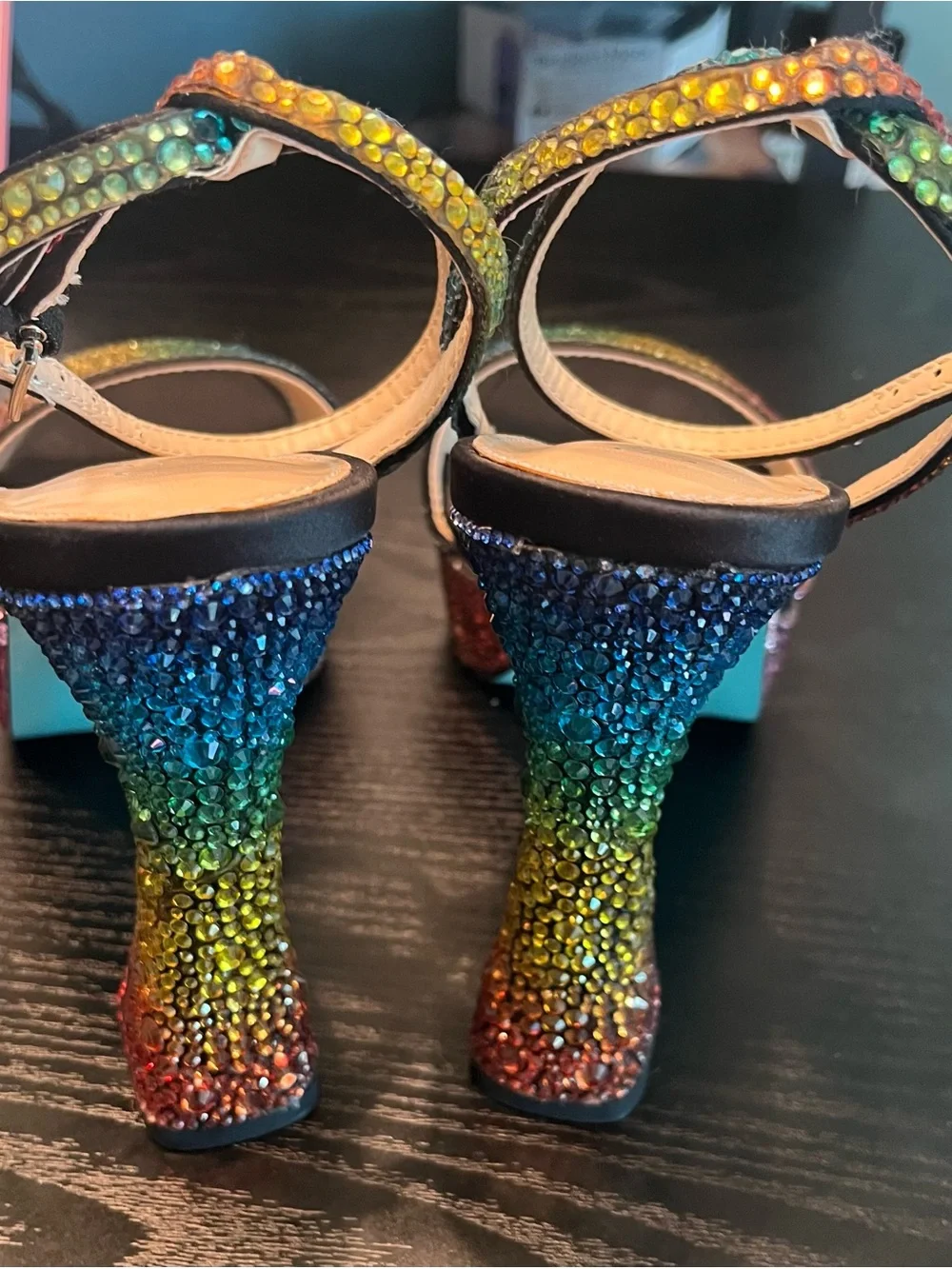 Betsey Johnson Beth Multicolor Crystal Platform Sandals